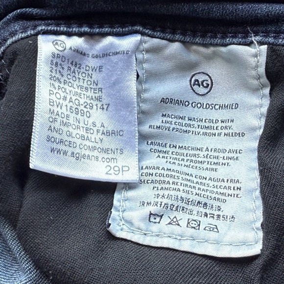 AG Adriano Goldshmied The Stevie Ankle Petite Slim Straight Jeans Blue Size 29P - Picture 9 of 14